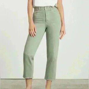 Everlane Womens The Way High Slim Jean Straight Leg Sage Green Size 31 Short